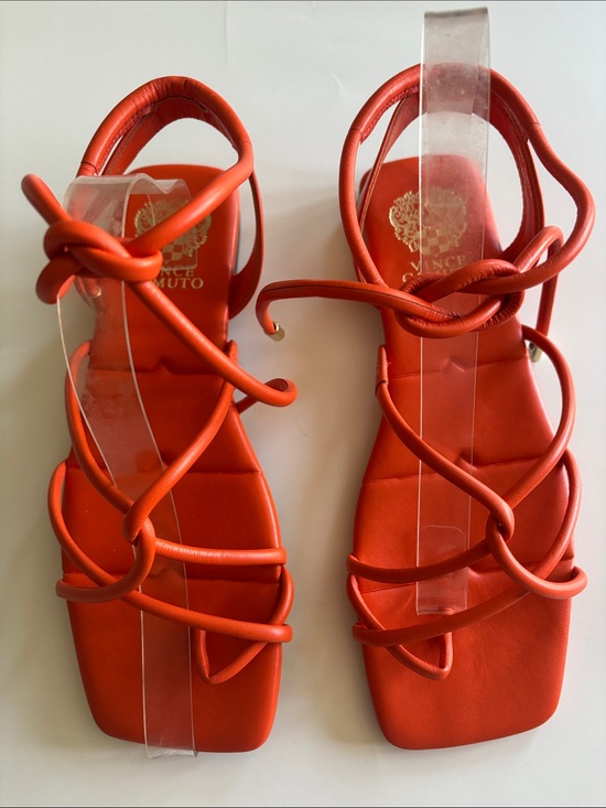 Vince Camuto Shoes - Vince Camuto Orange Knot-Strap Square-Toe Sandals